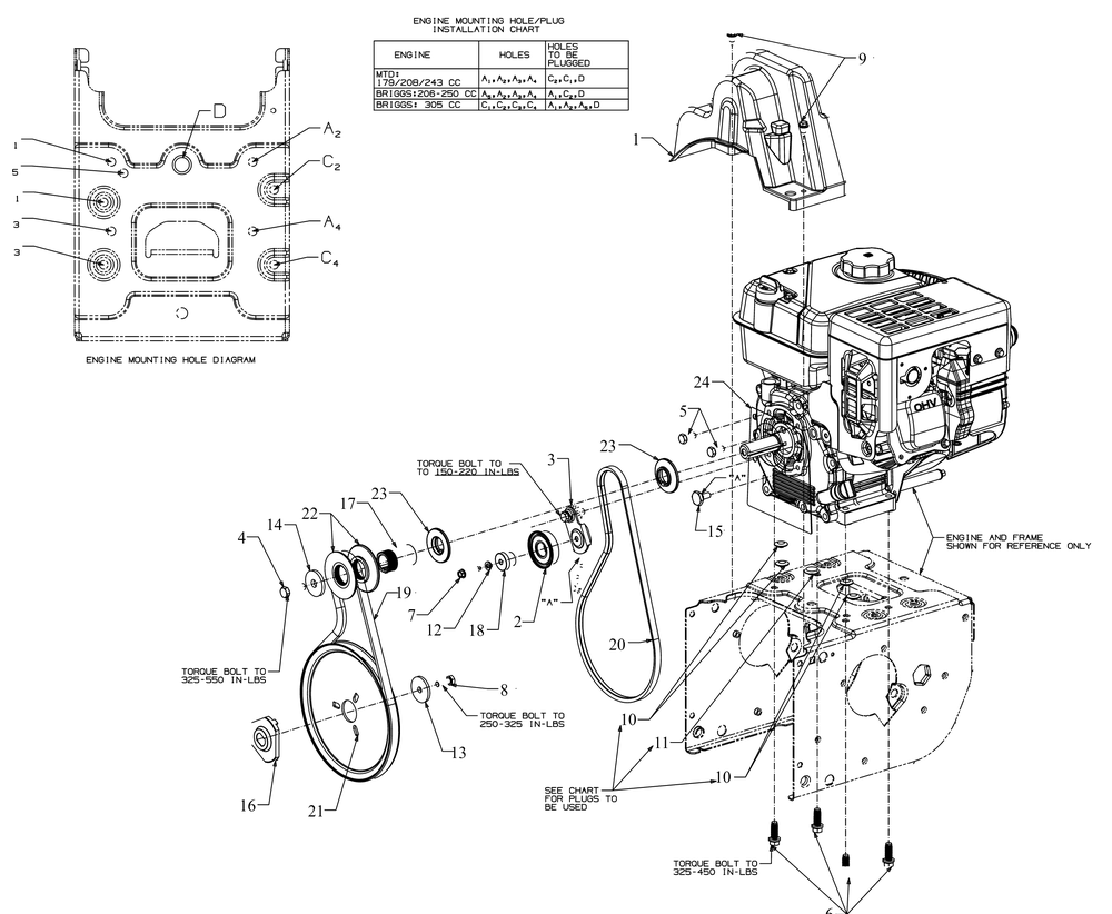Engine Drive Diagram and Parts List for 2X26-INCHHP (31AM5CVS710)(2017) Cub Cadet Snow Blower